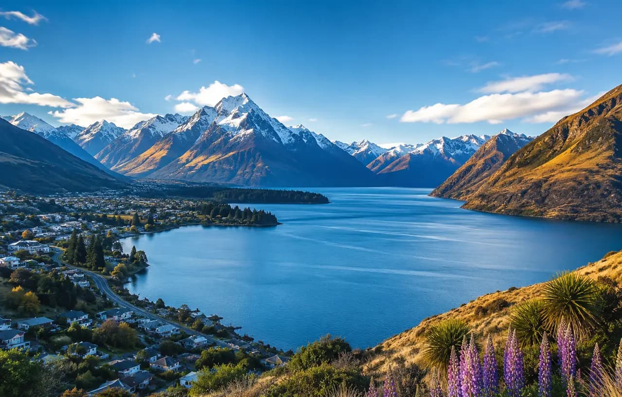 New Zealand visit visa from Qatar with mountain and lake tourism view