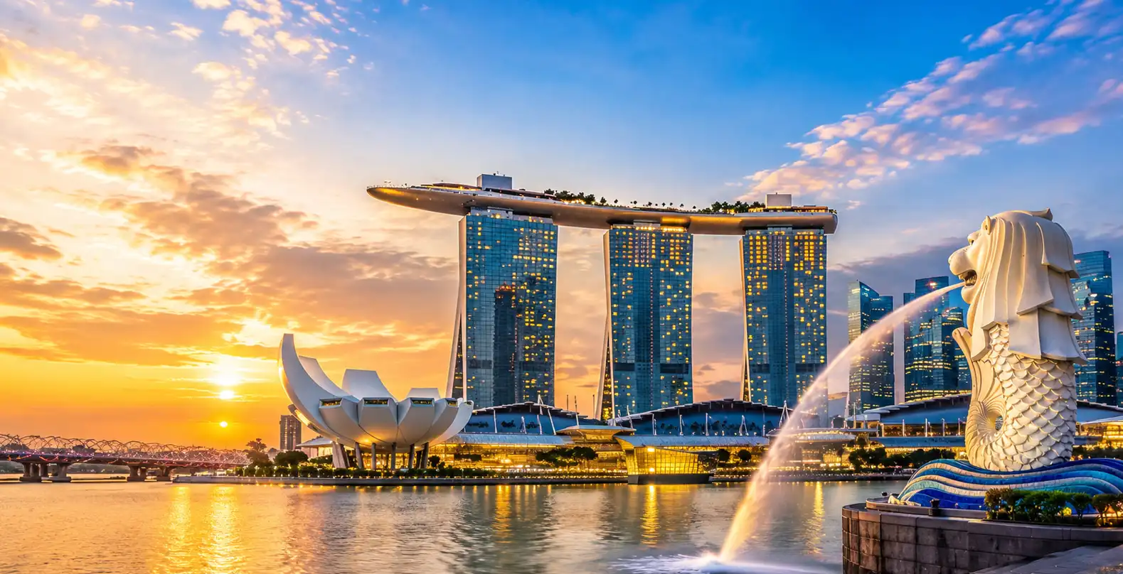 Singapore visit visa from Qatar with Singapore skyline tourism view